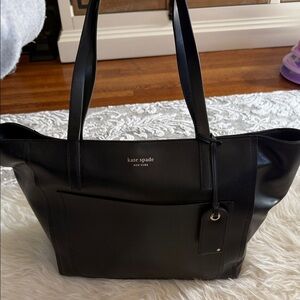 kate spade Black Leather Tote with Front Pocket